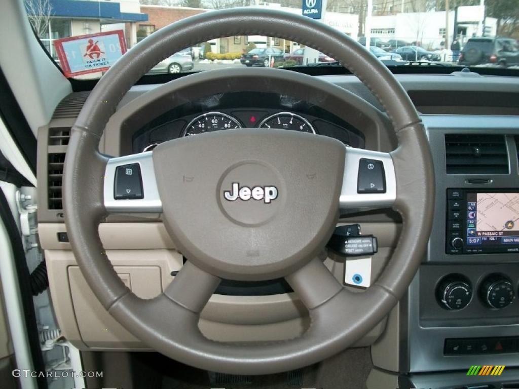 2009 Jeep Liberty Limited 4x4 Pastel Pebble Beige Mckinley Leather Steering Wheel Photo #45555349