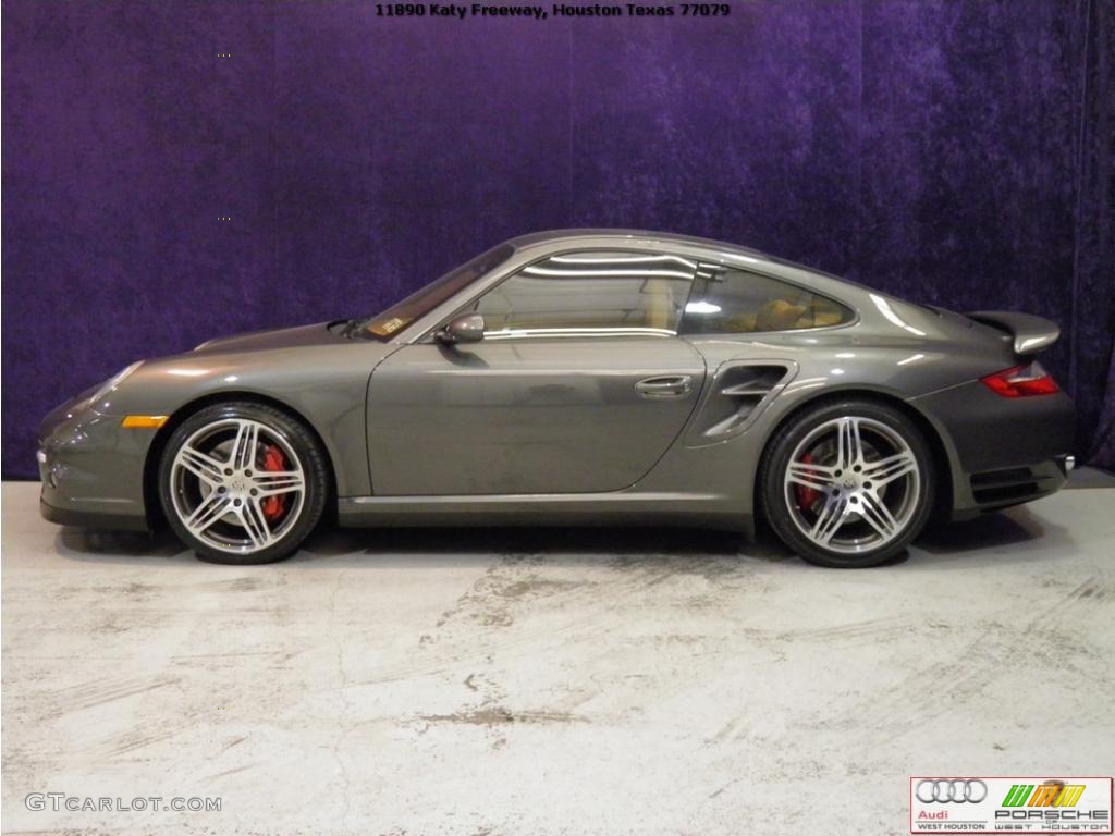 2008 911 Turbo Coupe - Meteor Grey Metallic / Natural Brown photo #3