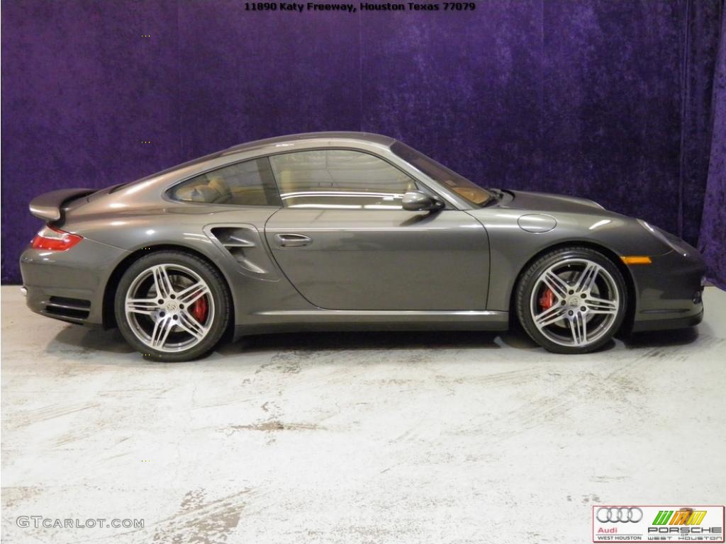 2008 911 Turbo Coupe - Meteor Grey Metallic / Natural Brown photo #4