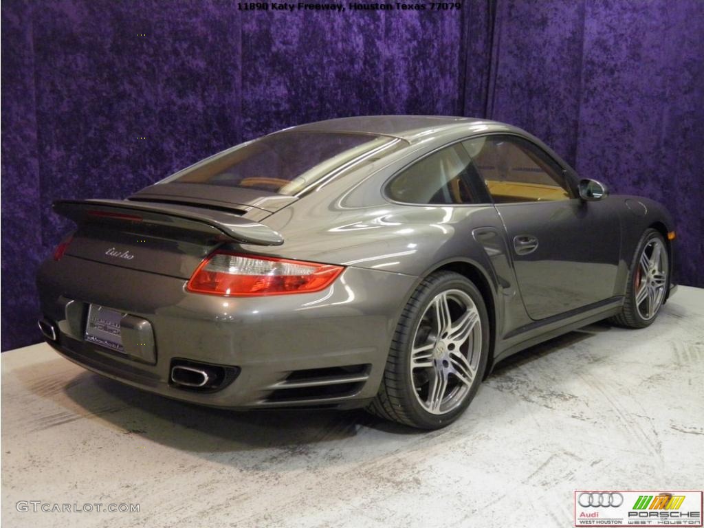 2008 911 Turbo Coupe - Meteor Grey Metallic / Natural Brown photo #19