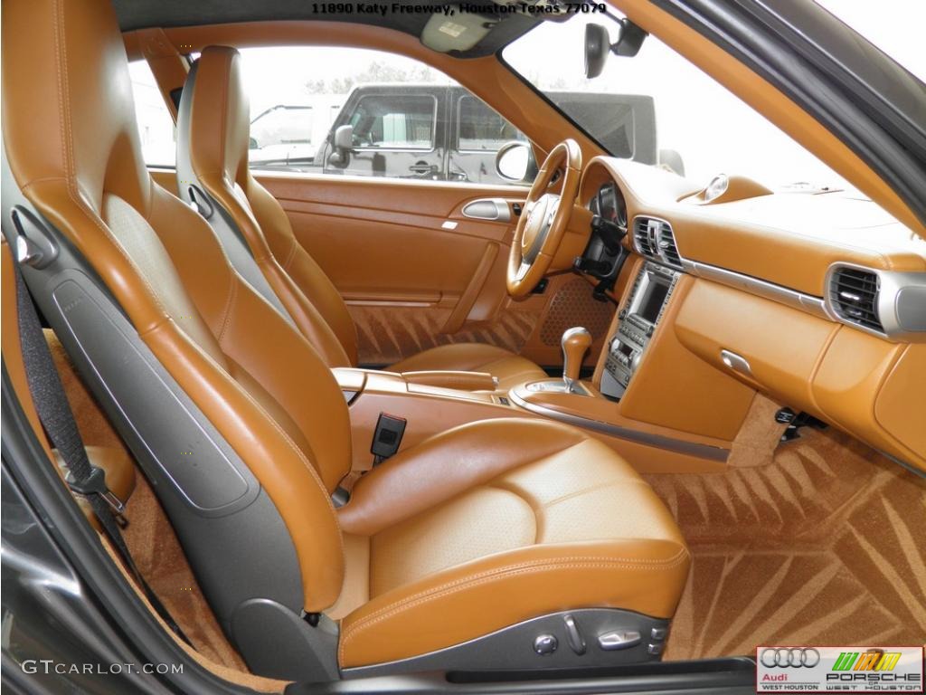 2008 911 Turbo Coupe - Meteor Grey Metallic / Natural Brown photo #21