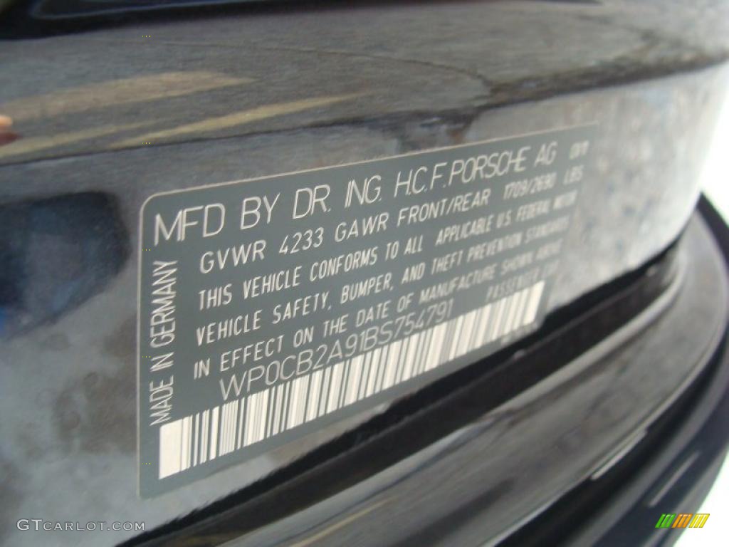 2011 Porsche 911 Carrera S Cabriolet Info Tag Photo #45580651