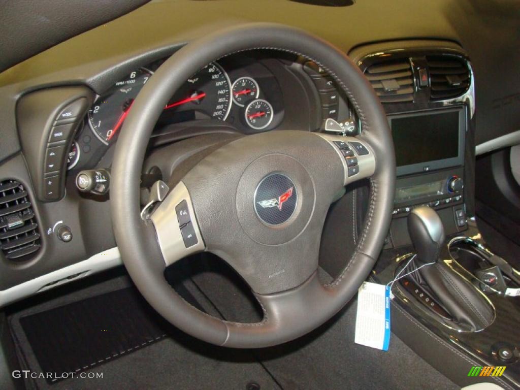 2011 Chevrolet Corvette Grand Sport Coupe Ebony Black/Titanium Steering Wheel Photo #45589411