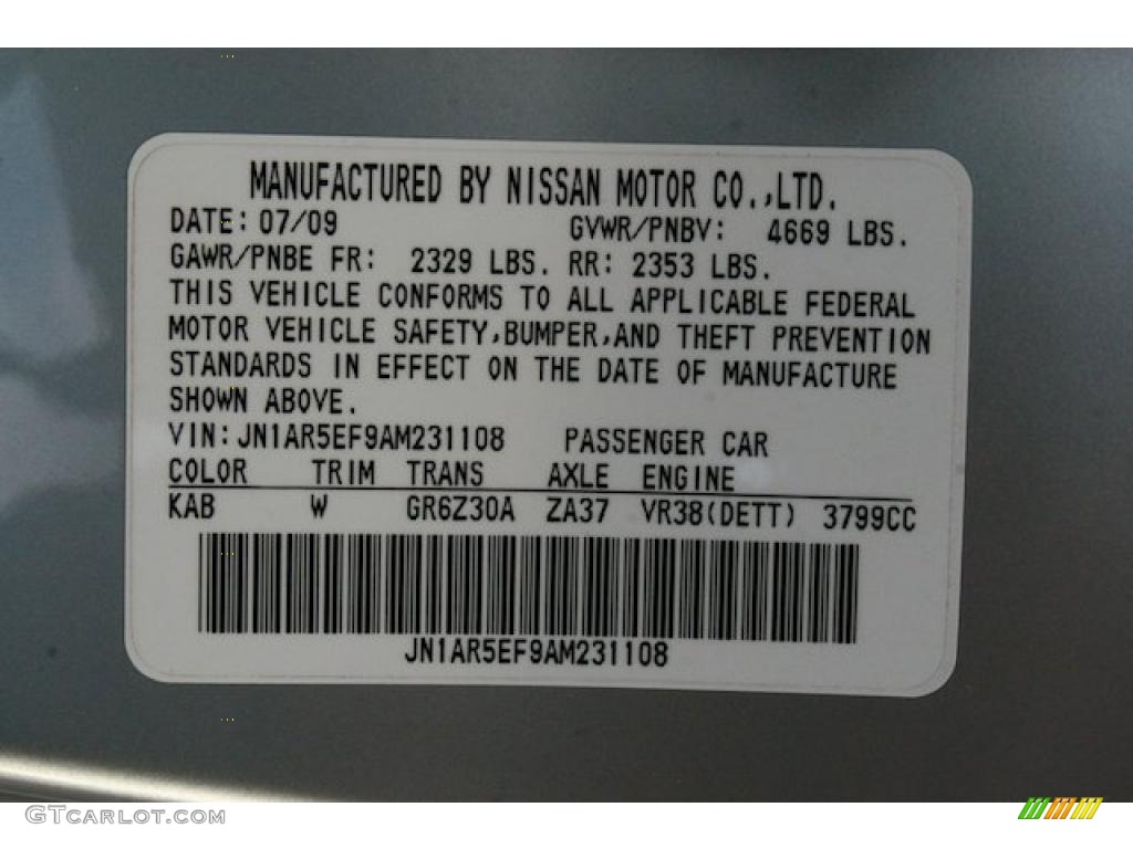 2010 GT-R Color Code KAB for Super Silver Photo #45589827