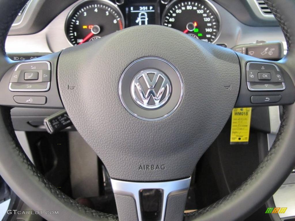 2012 Volkswagen CC Lux Black Steering Wheel Photo #45593007