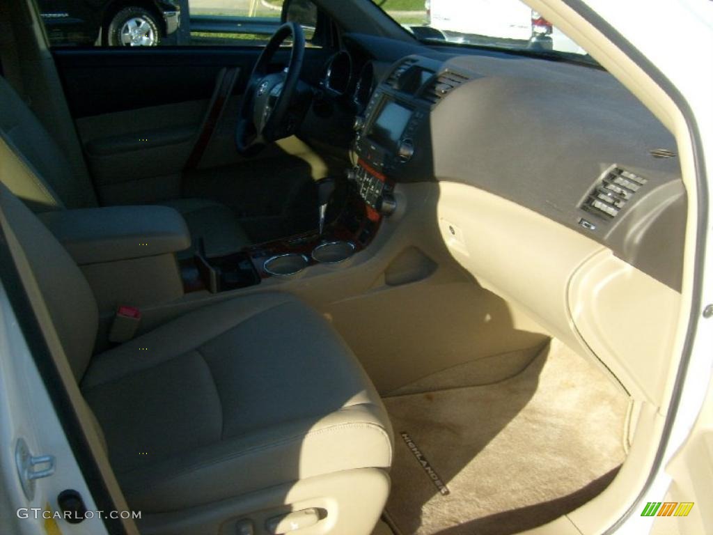 2009 Highlander Limited 4WD - Blizzard White Pearl / Sand Beige photo #8