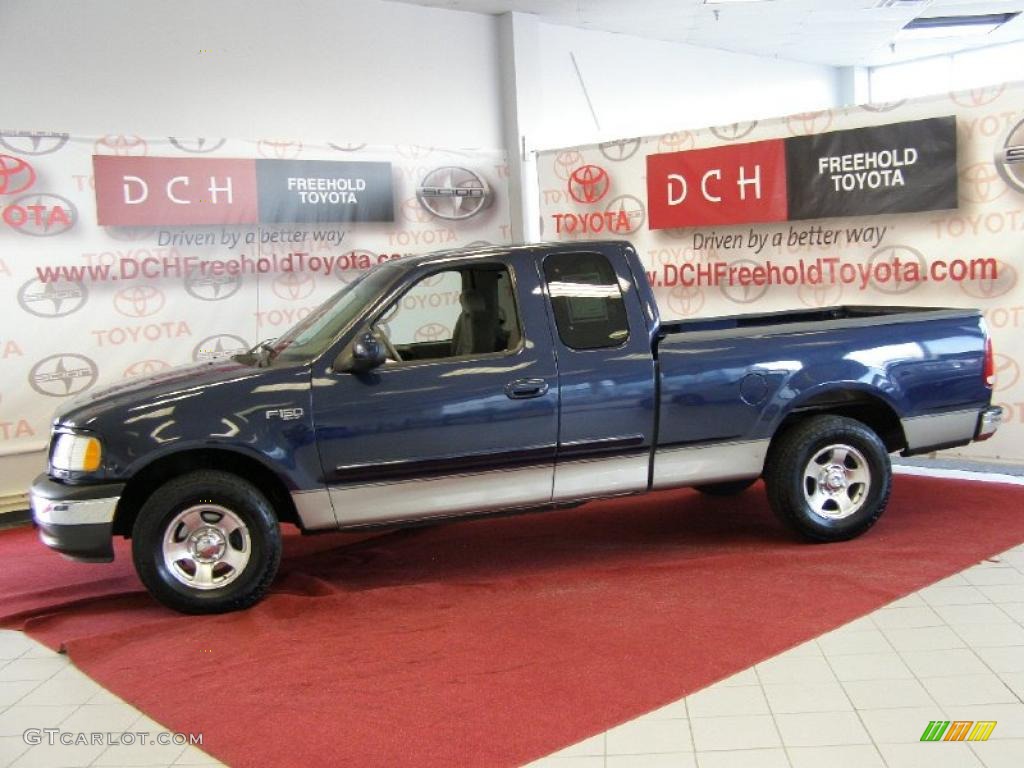 2002 F150 XLT SuperCab - True Blue Metallic / Medium Parchment photo #4