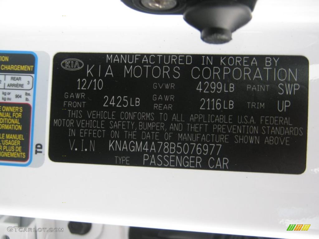 2011 Optima Color Code SWP for Snow White Pearl Photo #45607773
