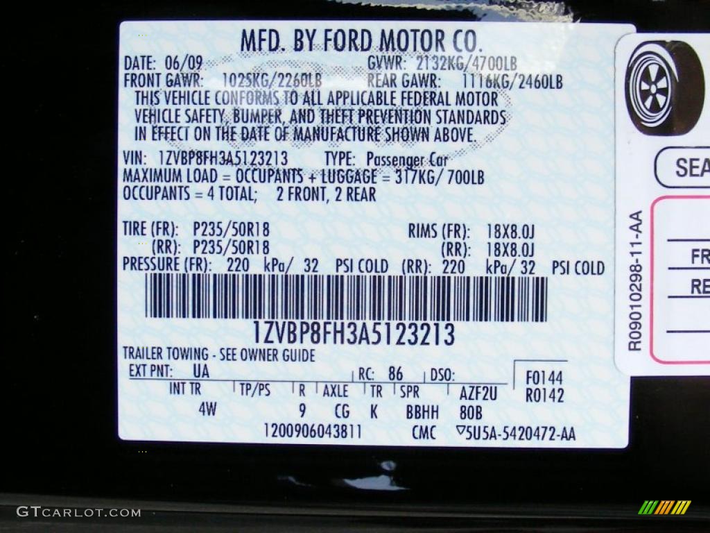 2010 Mustang Color Code UA for Black Photo #45611291