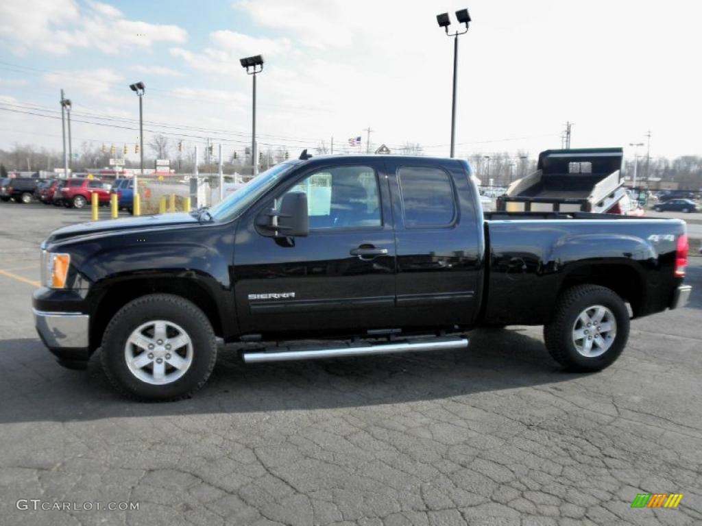 Onyx Black 2011 GMC Sierra 1500 SLE Extended Cab 4x4 Exterior Photo #45617348