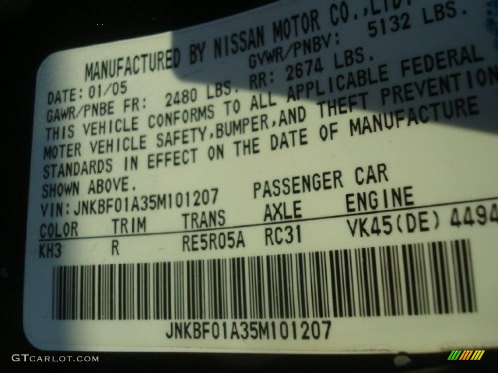2005 Infiniti Q 45 Color Code Photos