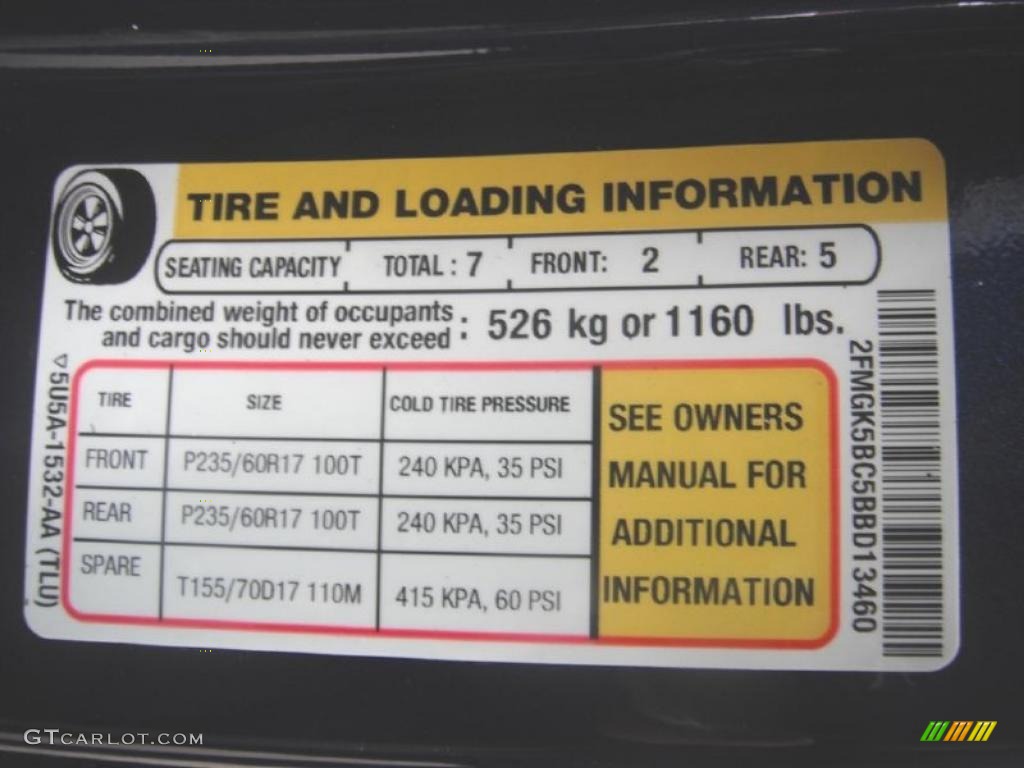 2011 Ford Flex SE Info Tag Photos