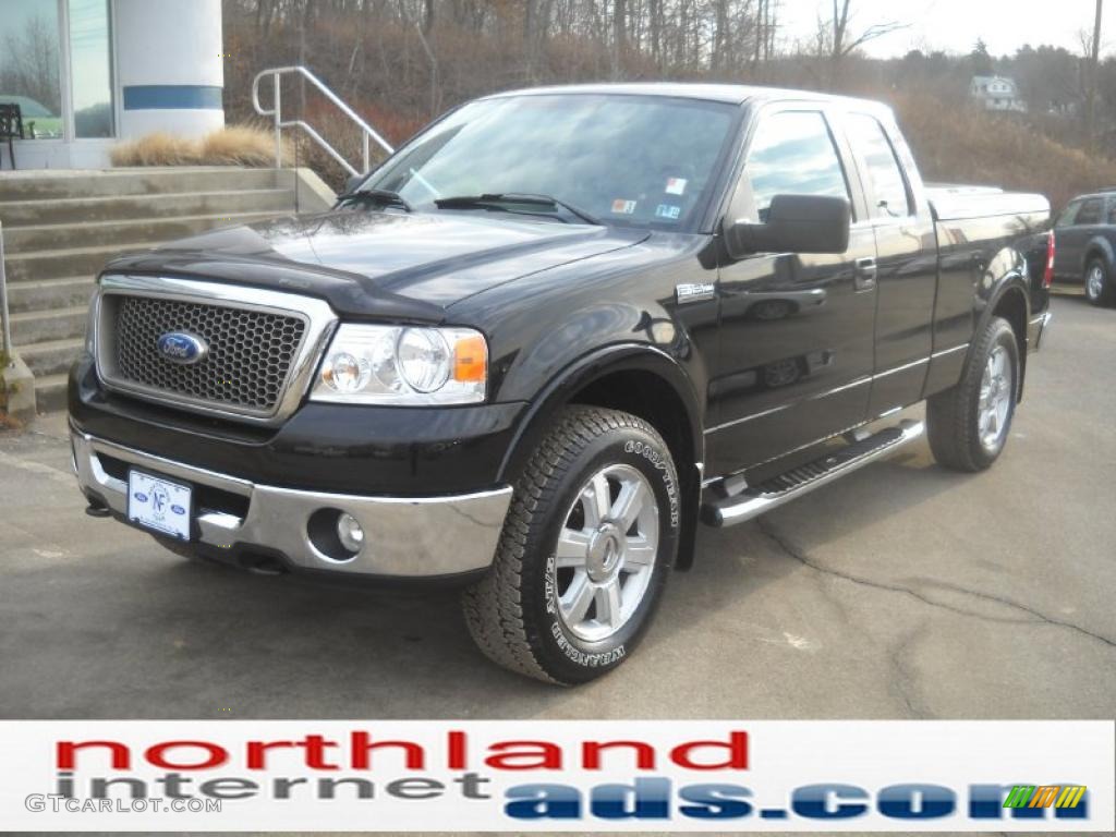 2006 F150 Lariat SuperCab 4x4 - Black / Black photo #2
