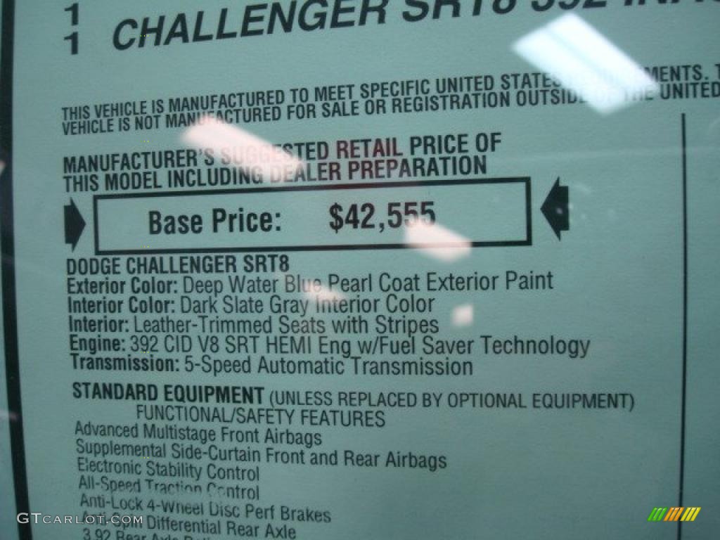 2011 Dodge Challenger SRT8 392 Inaugural Edition Window Sticker Photo #45631193