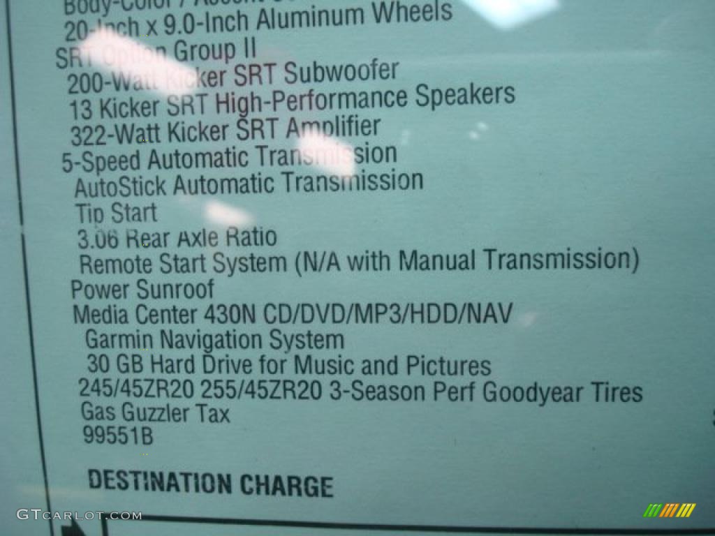 2011 Dodge Challenger SRT8 392 Inaugural Edition Window Sticker Photo #45631273