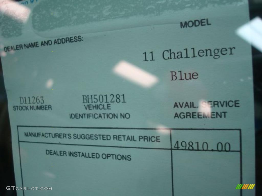 2011 Dodge Challenger SRT8 392 Inaugural Edition Window Sticker Photo #45631297
