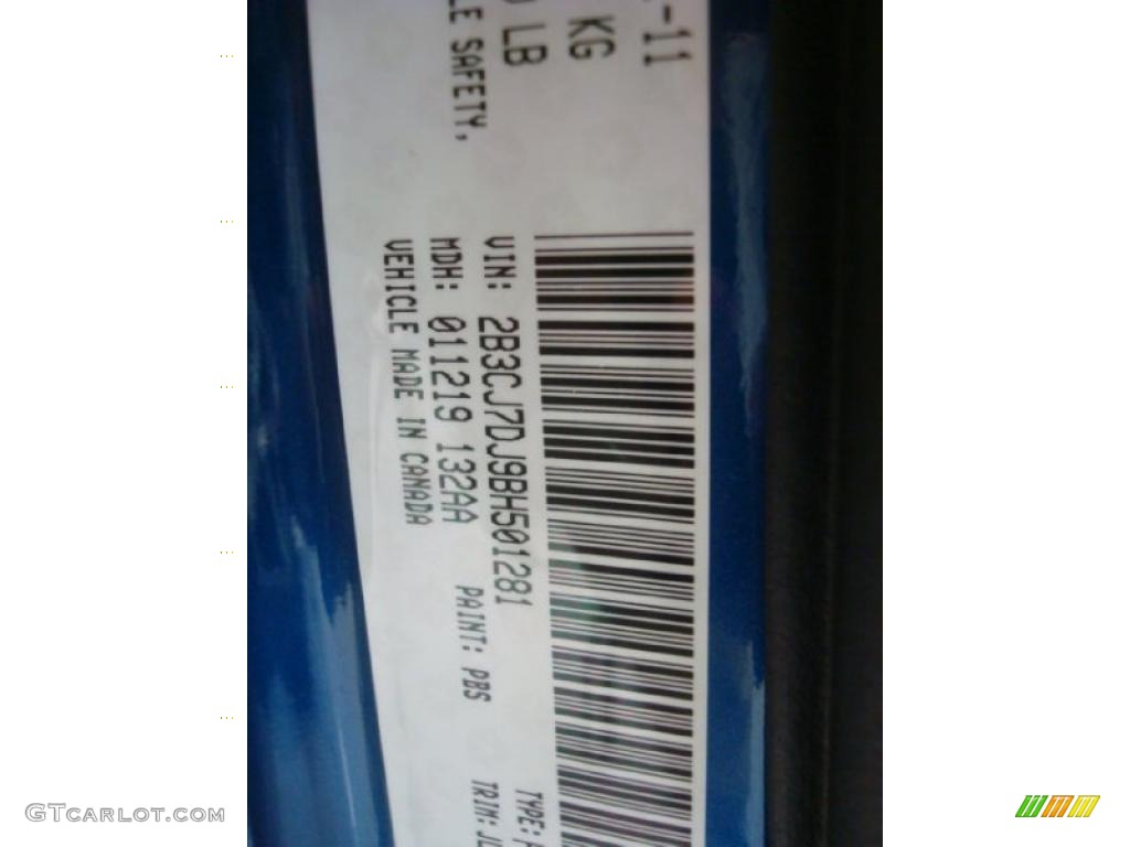 2011 Dodge Challenger SRT8 392 Inaugural Edition Color Code Photos