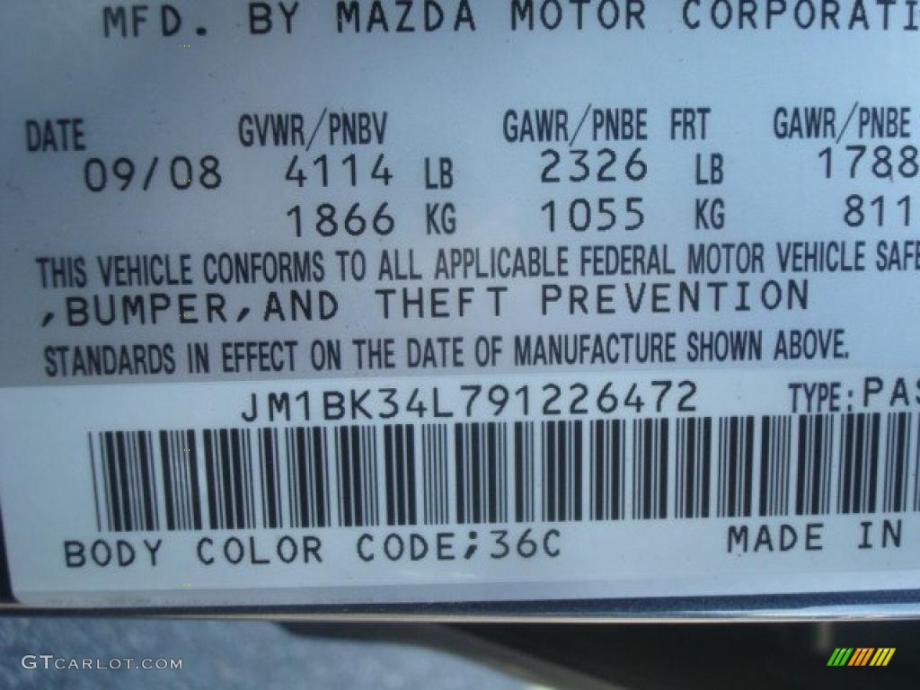 2009 MAZDA3 Color Code 36C for Metropolitan Gray Mica Photo #45632565