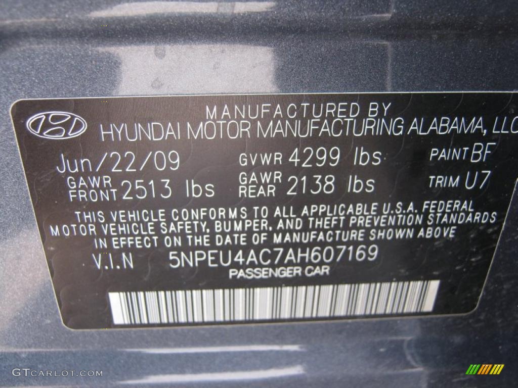 2010 Hyundai Sonata SE Color Code Photos