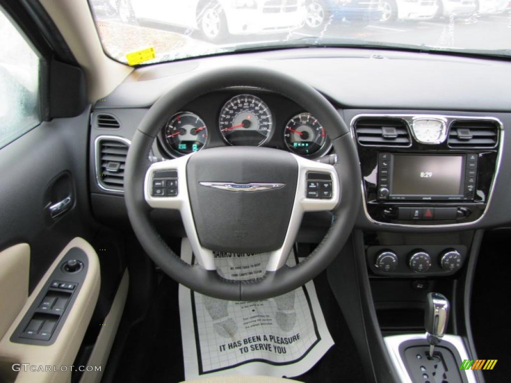 2011 Chrysler 200 Touring Black/Light Frost Beige Steering Wheel Photo #45640074