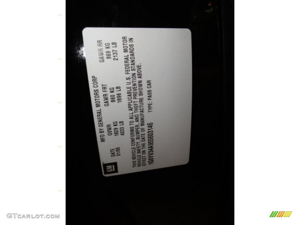 2005 Cadillac XLR Roadster Info Tag Photos