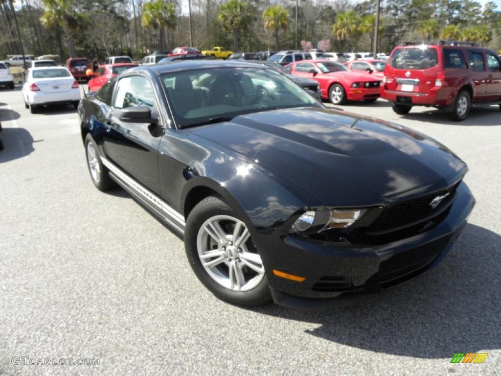 2011 Mustang V6 Premium Coupe - Ebony Black / Stone photo #1