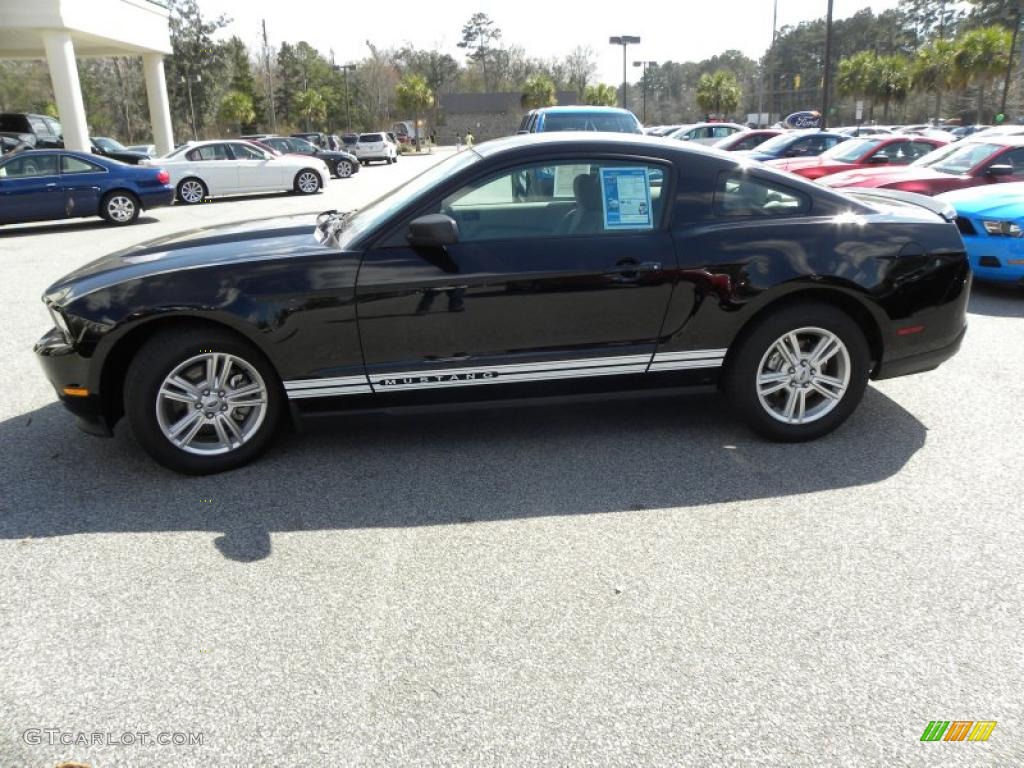 2011 Mustang V6 Premium Coupe - Ebony Black / Stone photo #2