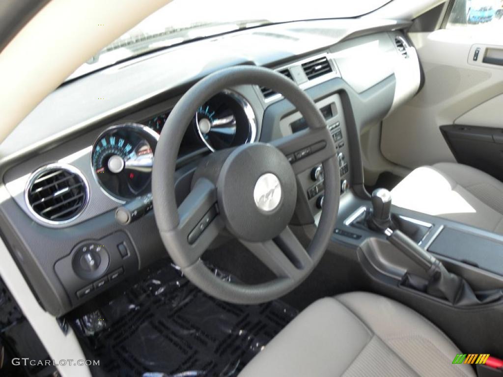 2011 Mustang V6 Premium Coupe - Ebony Black / Stone photo #3