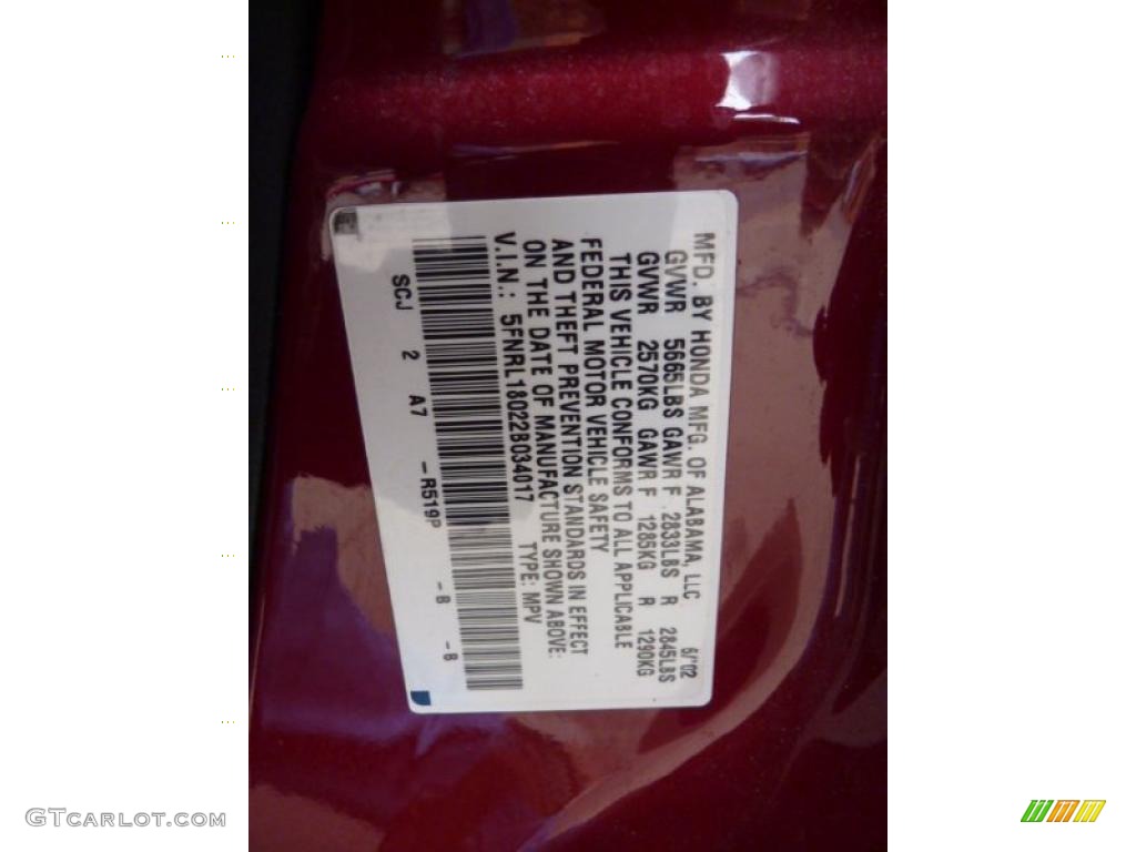 2002 Odyssey Color Code R519P for Red Rock Pearl Photo #45662459