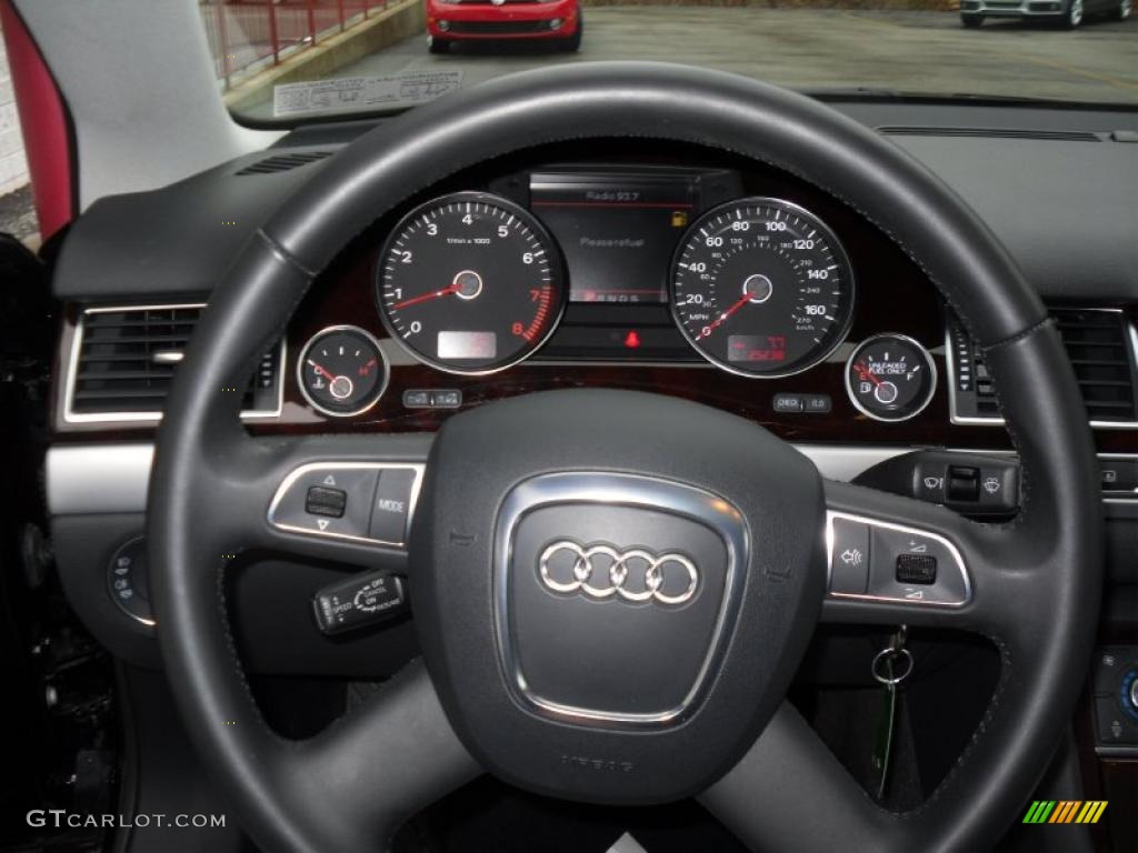 2008 Audi A8 4.2 quattro Black Steering Wheel Photo #45664528