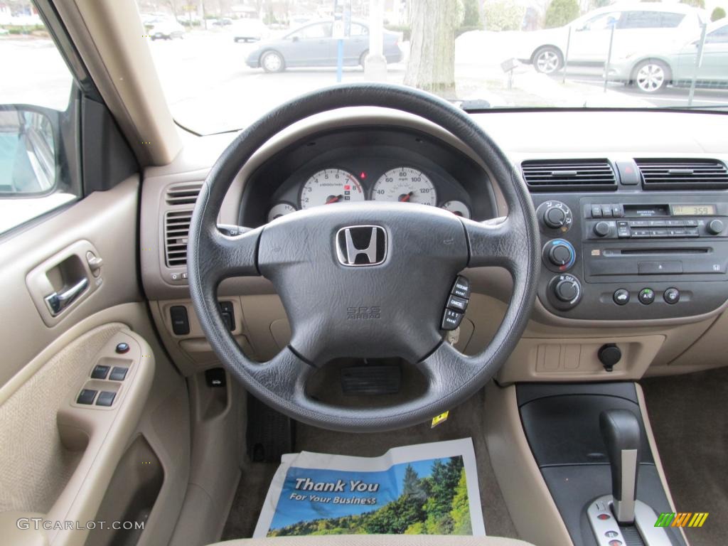2002 Honda Civic LX Sedan Beige Dashboard Photo #45674268