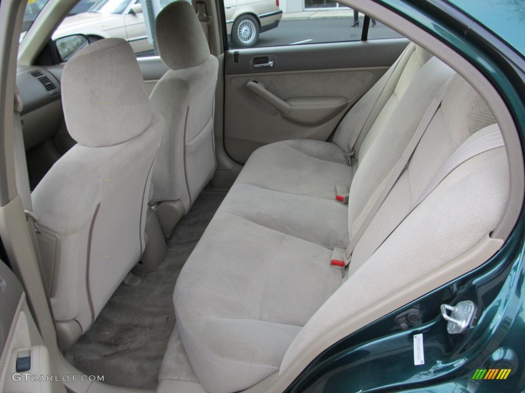 2002 Civic LX Sedan - Clover Green Metallic / Beige photo #20