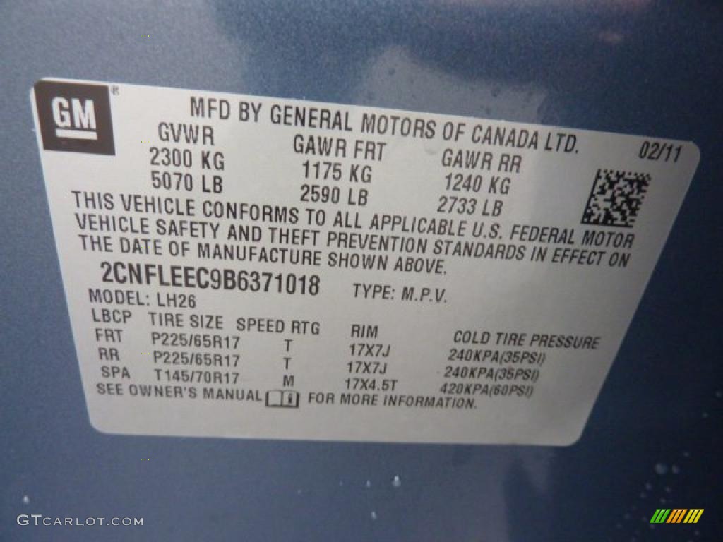 2011 Chevrolet Equinox LT AWD Info Tag Photo #45678196