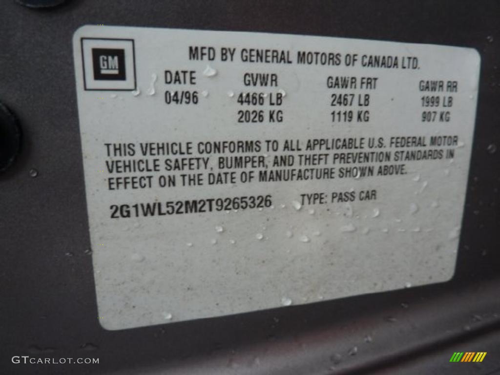 1996 Chevrolet Lumina Standard Lumina Model Info Tag Photos