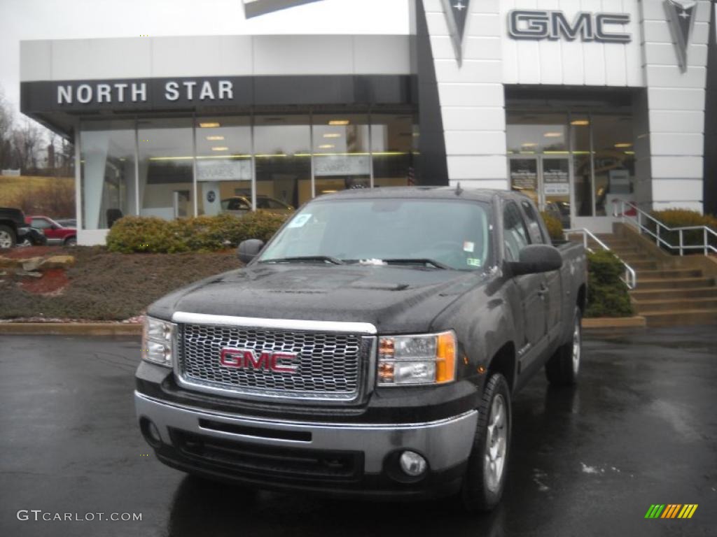 2011 Sierra 1500 SLE Extended Cab 4x4 - Onyx Black / Ebony photo #1