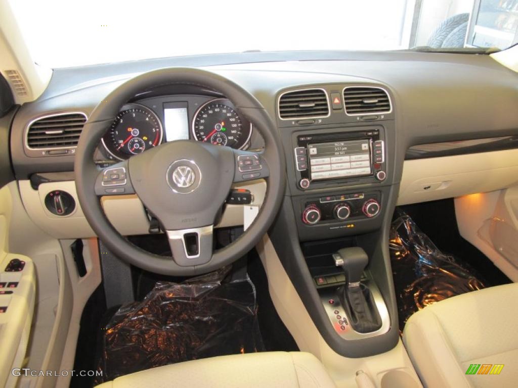 2011 Volkswagen Jetta TDI SportWagen Cornsilk Beige Dashboard Photo #45692200