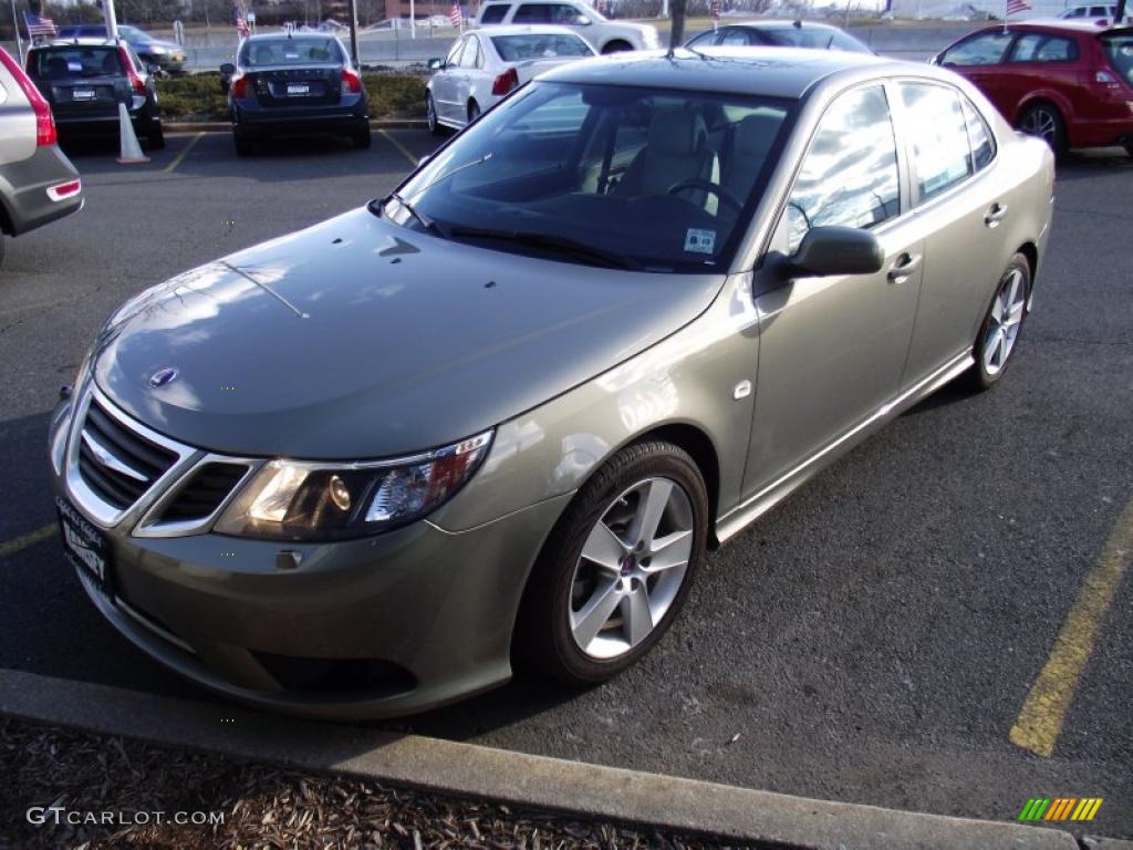 Pepper Green Metallic 2009 Saab 9-3 2.0T Sport Sedan Exterior Photo #45693048