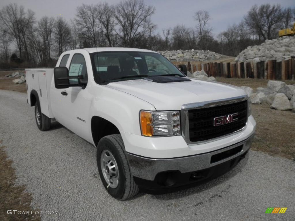 Summit White 2011 GMC Sierra 2500HD Work Truck Extended Cab Chassis Exterior Photo #45693652