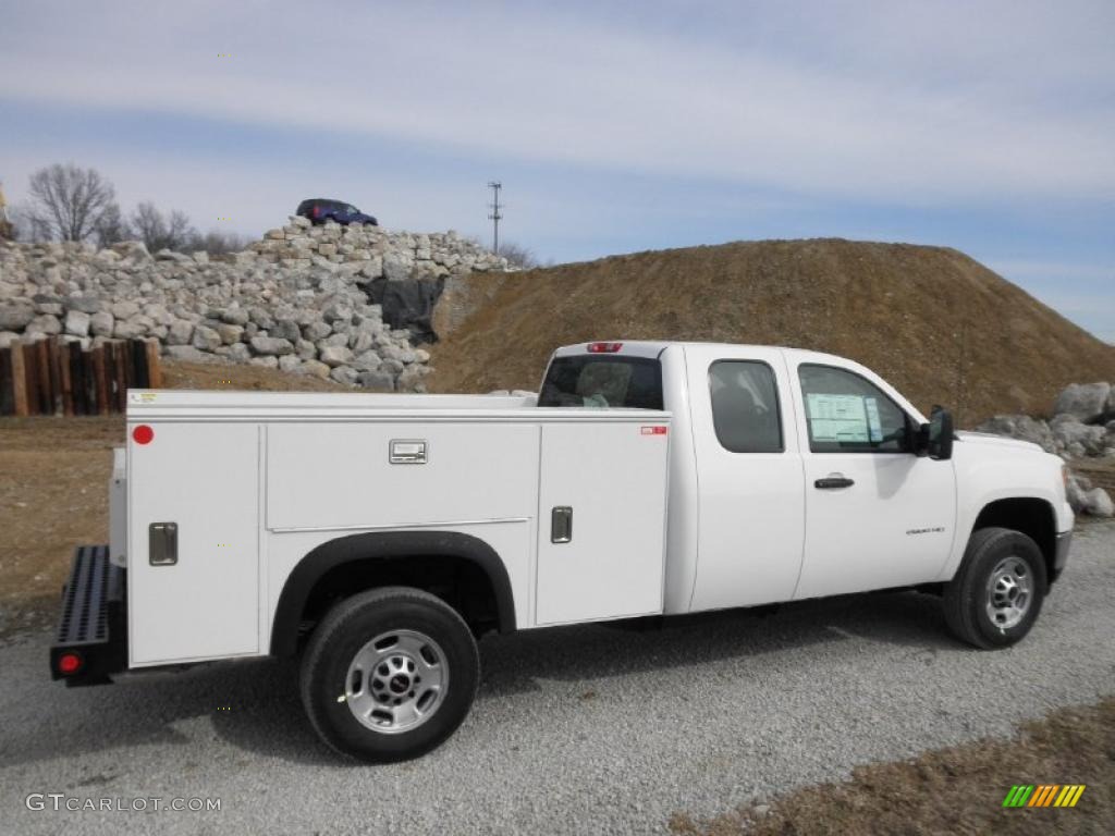 Summit White 2011 GMC Sierra 2500HD Work Truck Extended Cab Chassis Exterior Photo #45693824