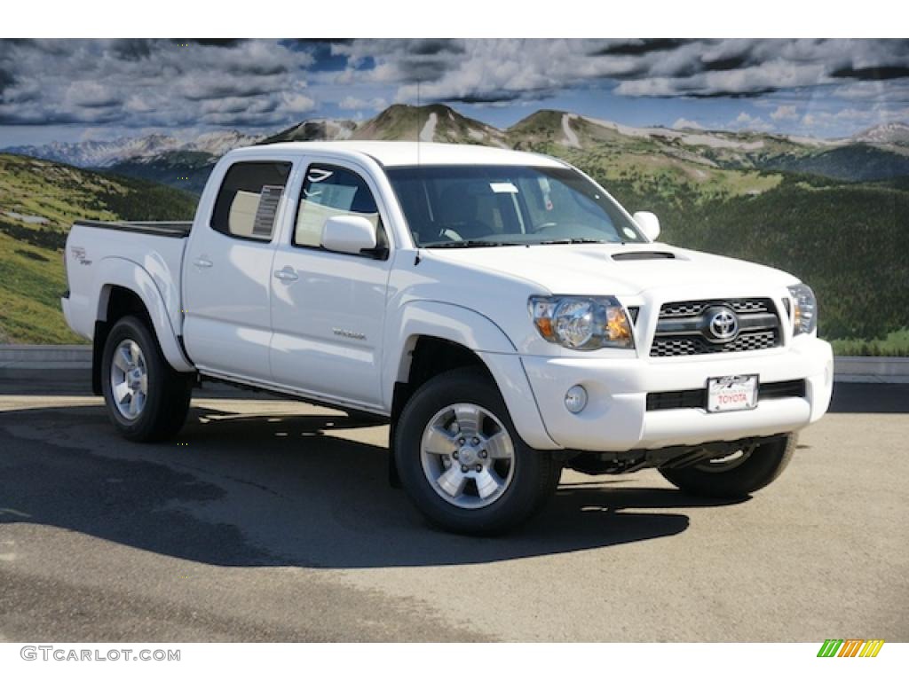 2011 Tacoma V6 TRD Sport Double Cab 4x4 - Super White / Graphite Gray photo #1