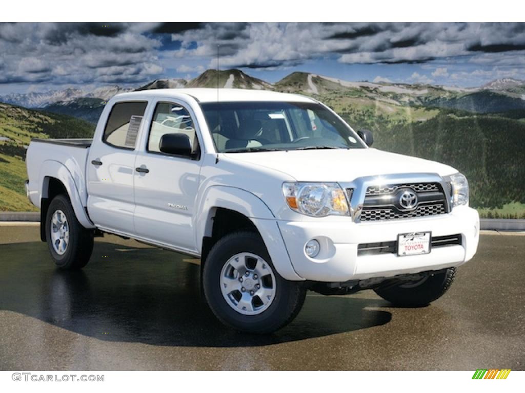 2011 Tacoma V6 SR5 Double Cab 4x4 - Super White / Graphite Gray photo #1