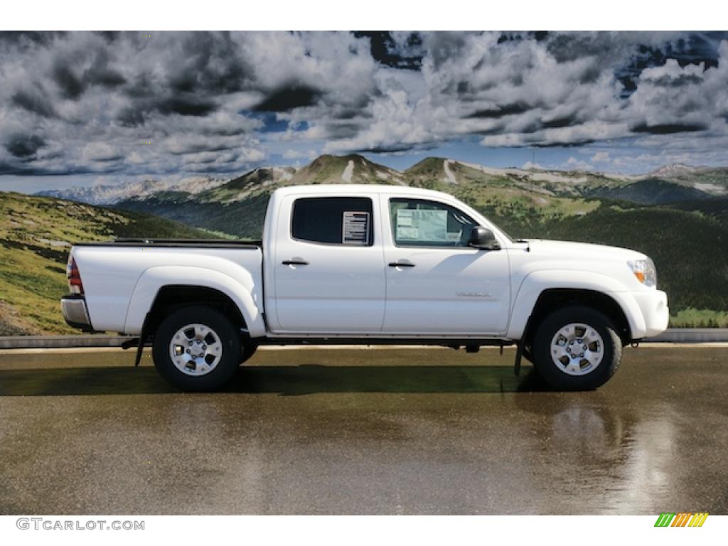 2011 Tacoma V6 SR5 Double Cab 4x4 - Super White / Graphite Gray photo #2