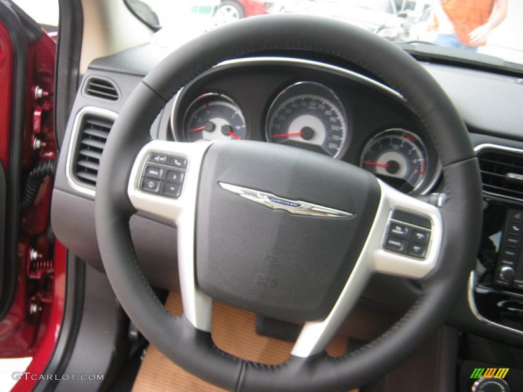 2011 Chrysler 200 Limited Black/Light Frost Beige Steering Wheel Photo #45704366