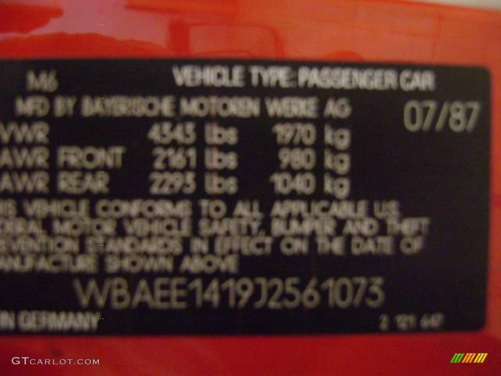 1988 M6 Coupe - Cinnabar Red / Ivory photo #13