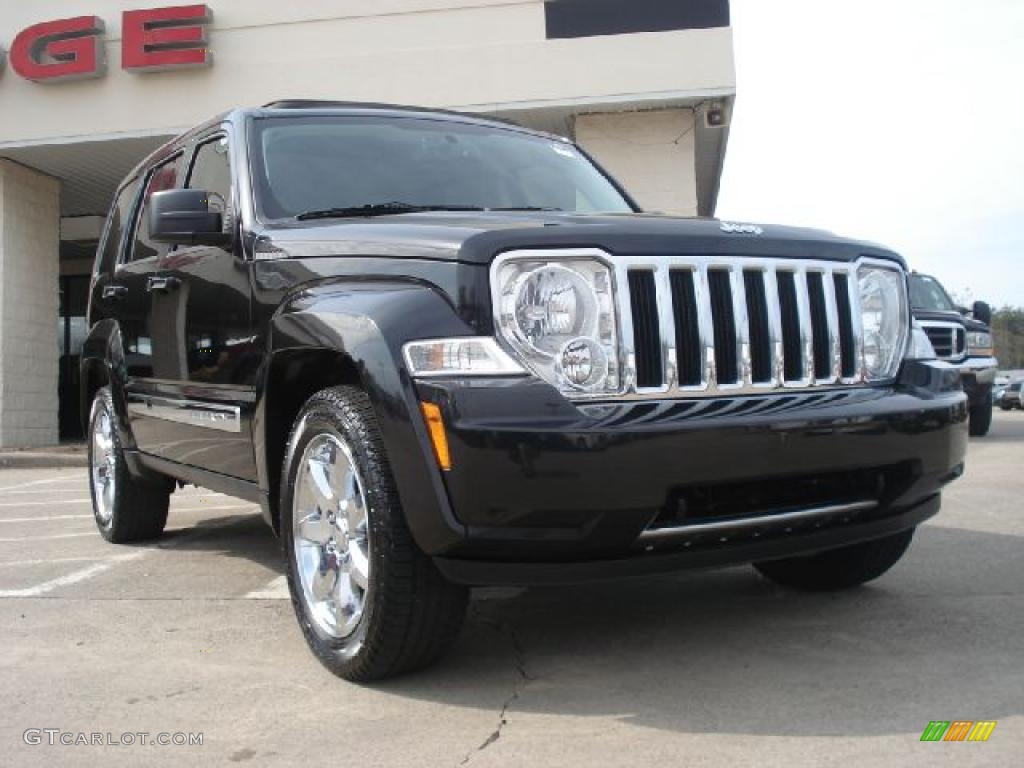 2008 Liberty Limited 4x4 - Brilliant Black Crystal Pearl / Pastel Pebble Beige photo #1