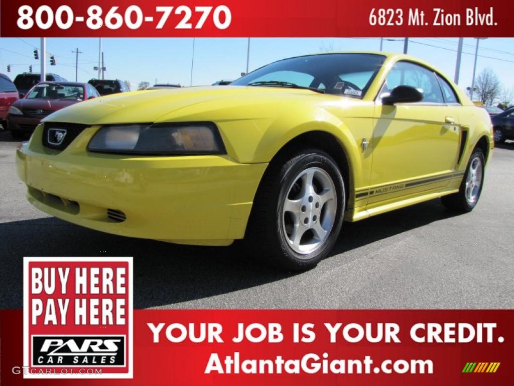 2001 Mustang V6 Coupe - Zinc Yellow Metallic / Medium Graphite photo #1