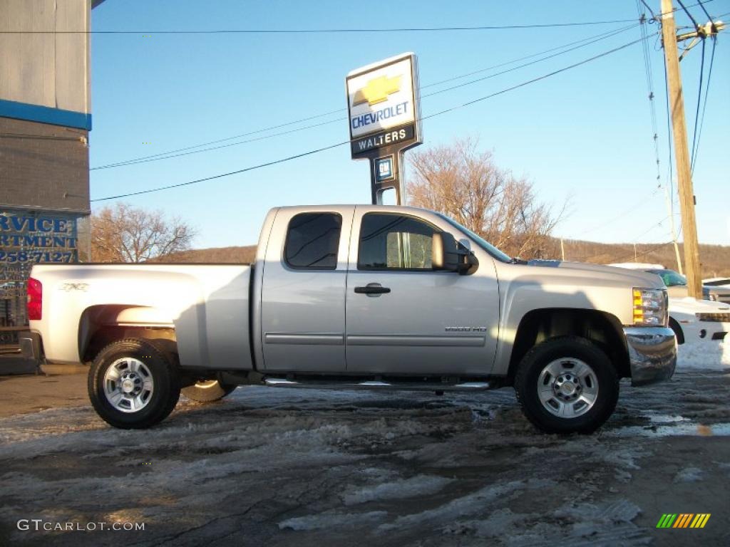 2010 Silverado 2500HD LT Extended Cab 4x4 - Sheer Silver Metallic / Ebony photo #1