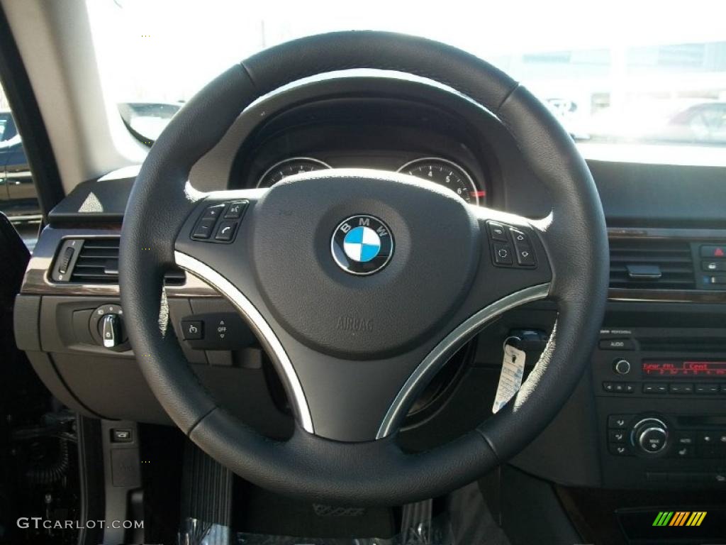 2010 BMW 3 Series 328i xDrive Coupe Black Steering Wheel Photo #45739622