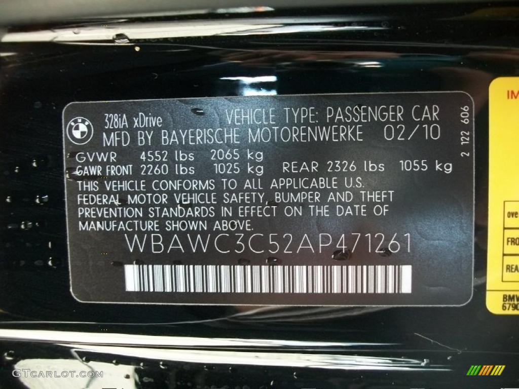 2010 BMW 3 Series 328i xDrive Coupe Info Tag Photo #45740498