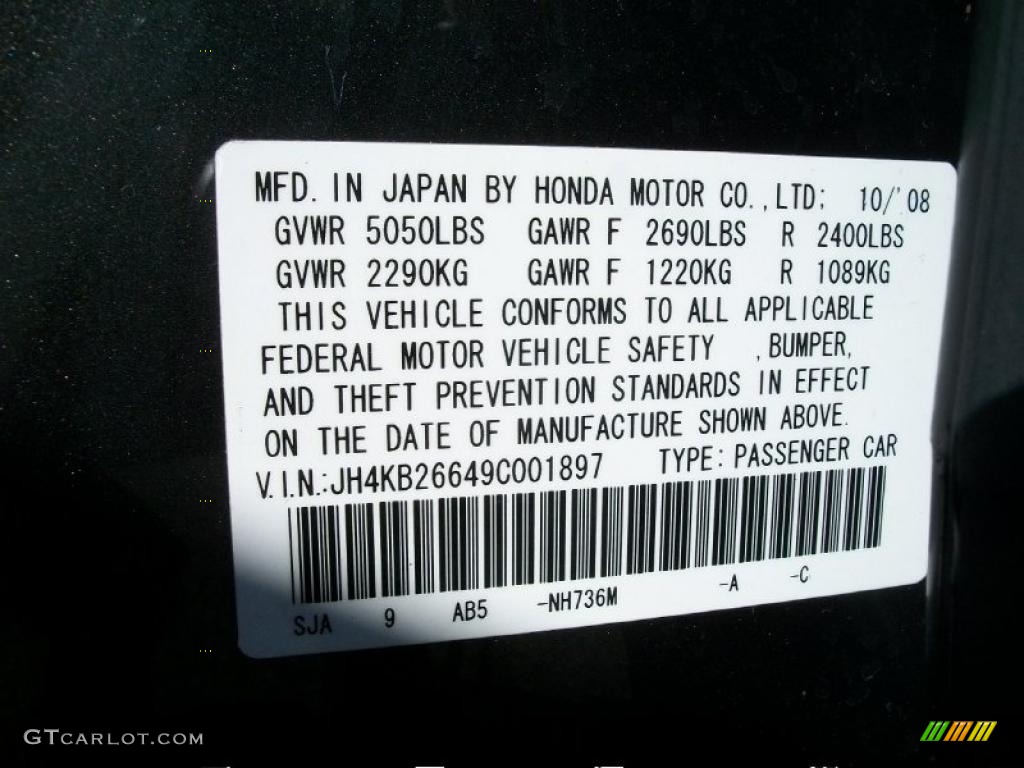 2009 RL Color Code NH736M for Grigio Metallic Photo #45744254